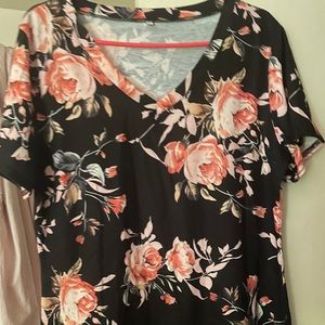 Flower designed top with plunging neckline